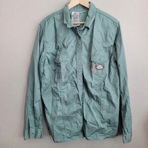 Rasco Button-Up Top 3XL Sage Green Cotton Flame Resistant Collared FR